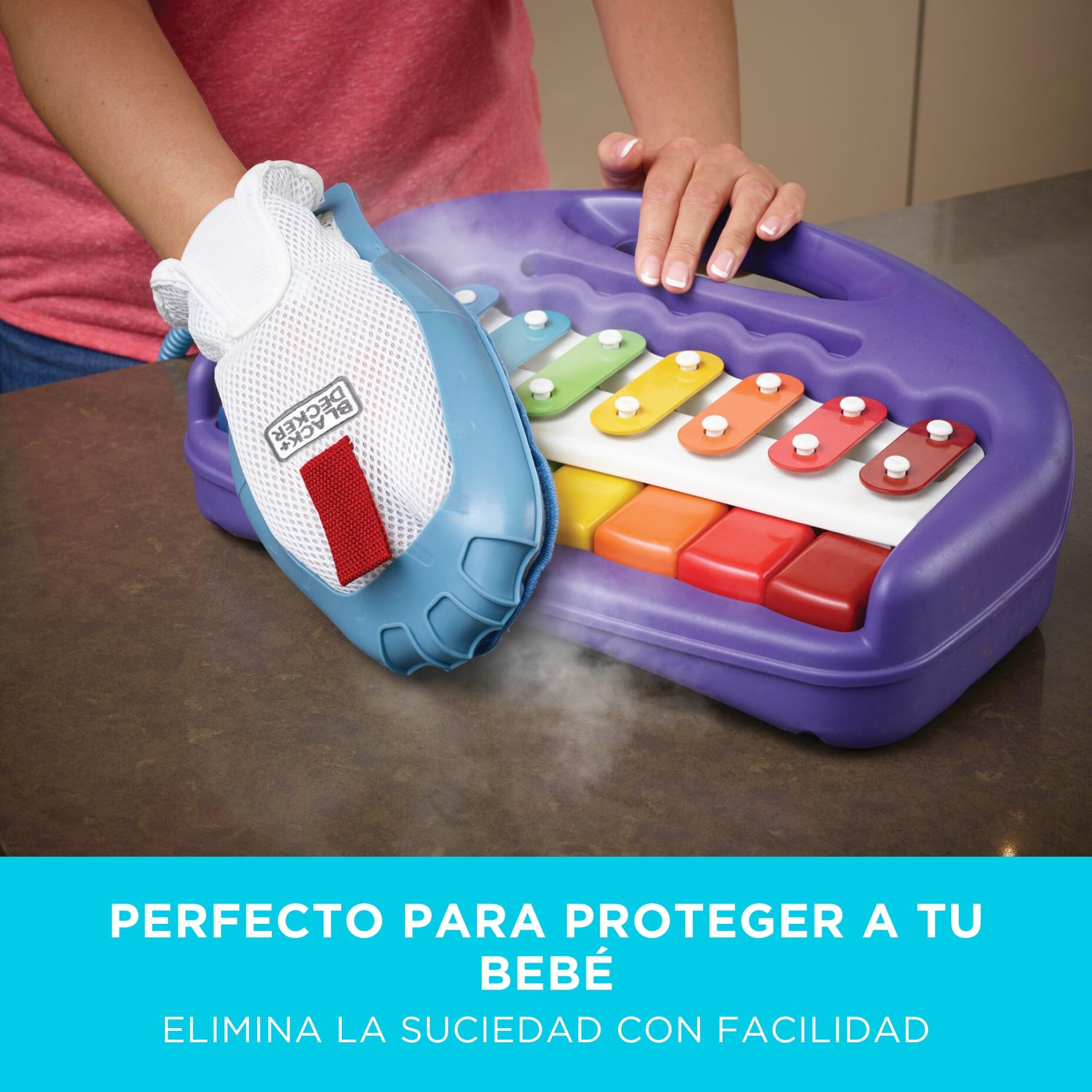 BLACK+DECKER Fregona a vapor y limpiador de mano multifunción 10 en 1 con guante y accesorios STEAMitt, BHSM1615DAM-QS