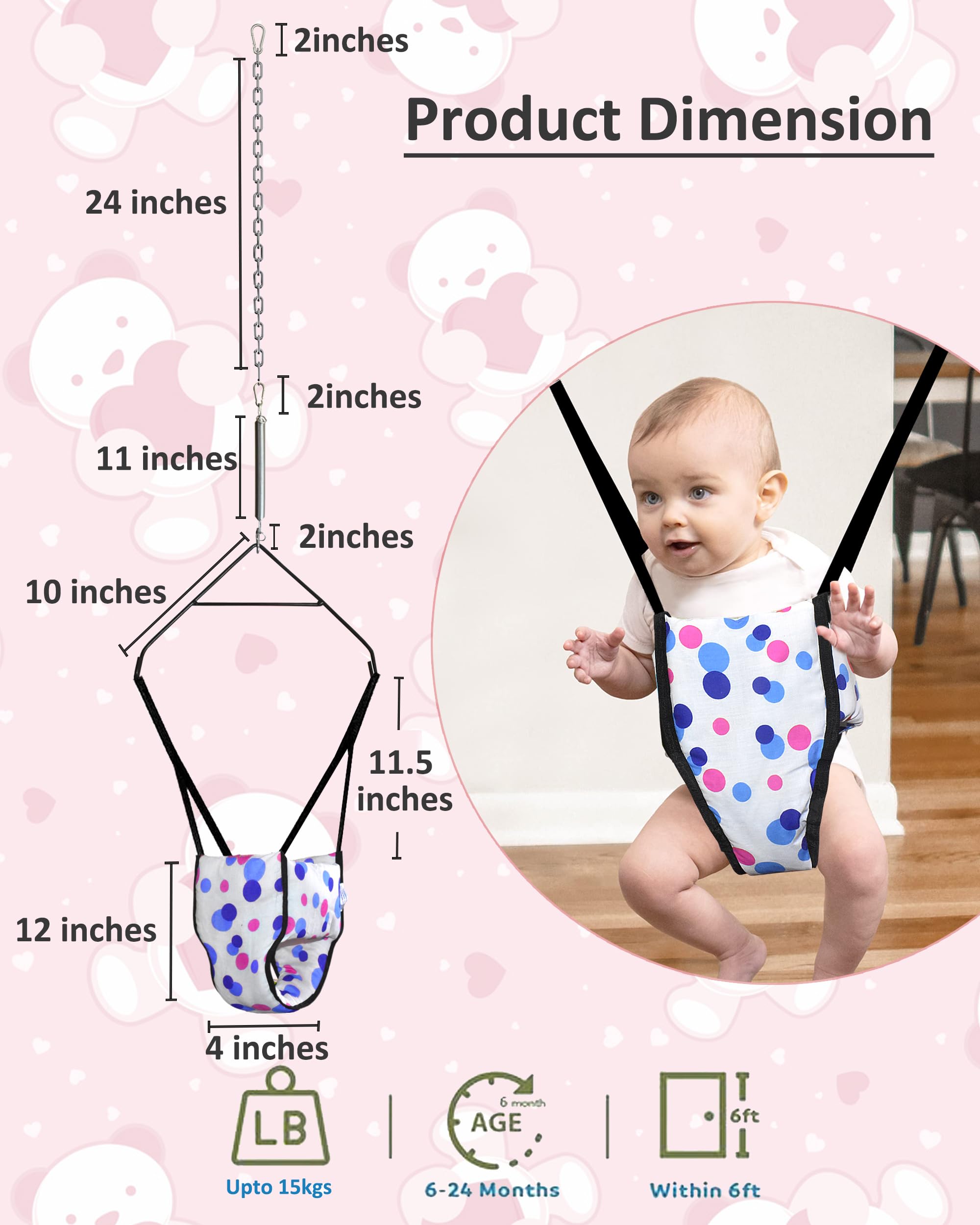 Vparents 2 in 1 Toddler Jumper Cum Baby Walking Harness Function, Fun Activity for 6-12 Months Infant Preemiee (Blue) 1