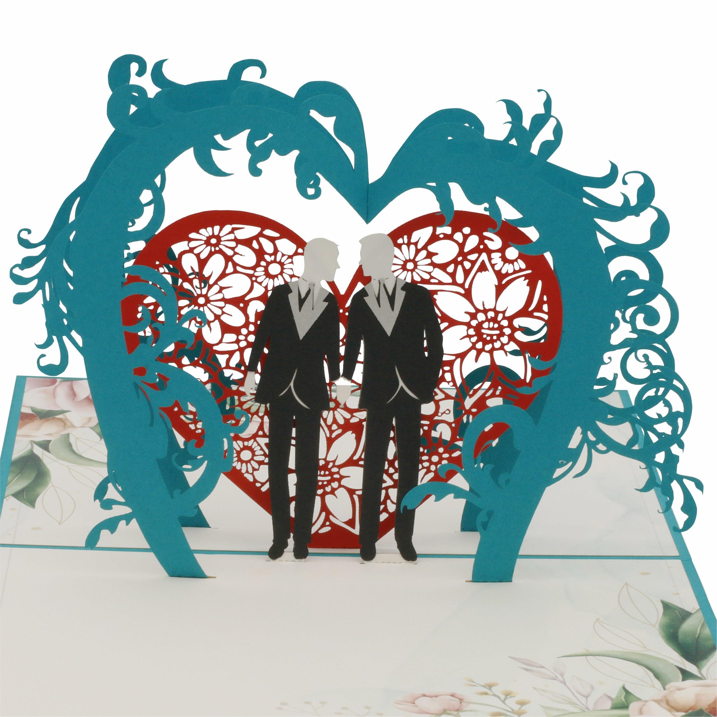 Para weselna tej samej płci, małżeństwo, ślub y, mężczyzna, Mr. Mr, gay wedding, kartka ślubna, składana kartka 3D, kartka pop-up