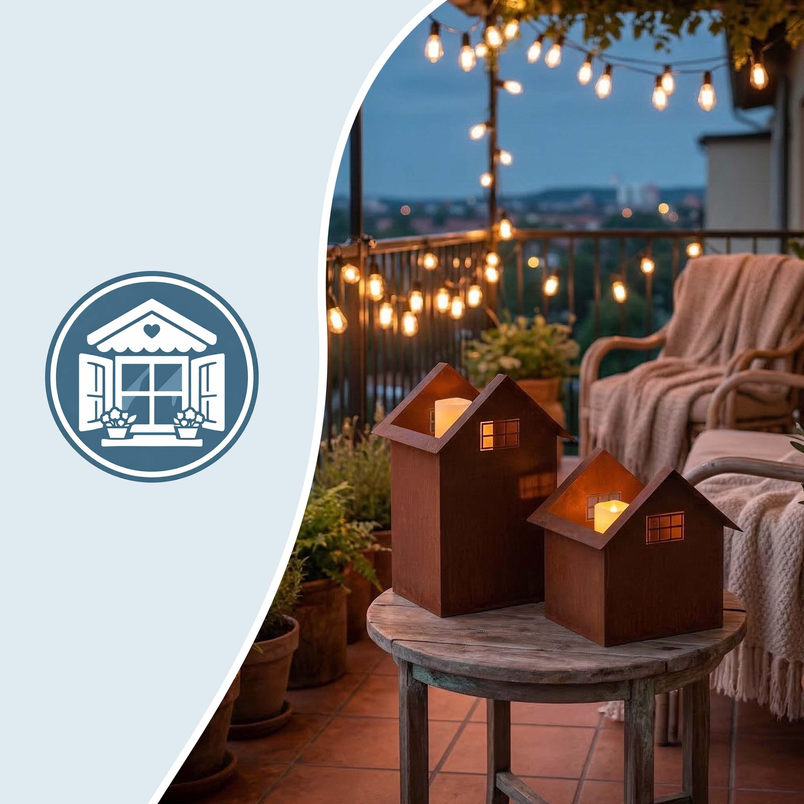 Relaxdays Decoro da Giardino Effetto ruggine, Set 2 pz, 2 Misure, Metallo, vasi/Lanterne casa