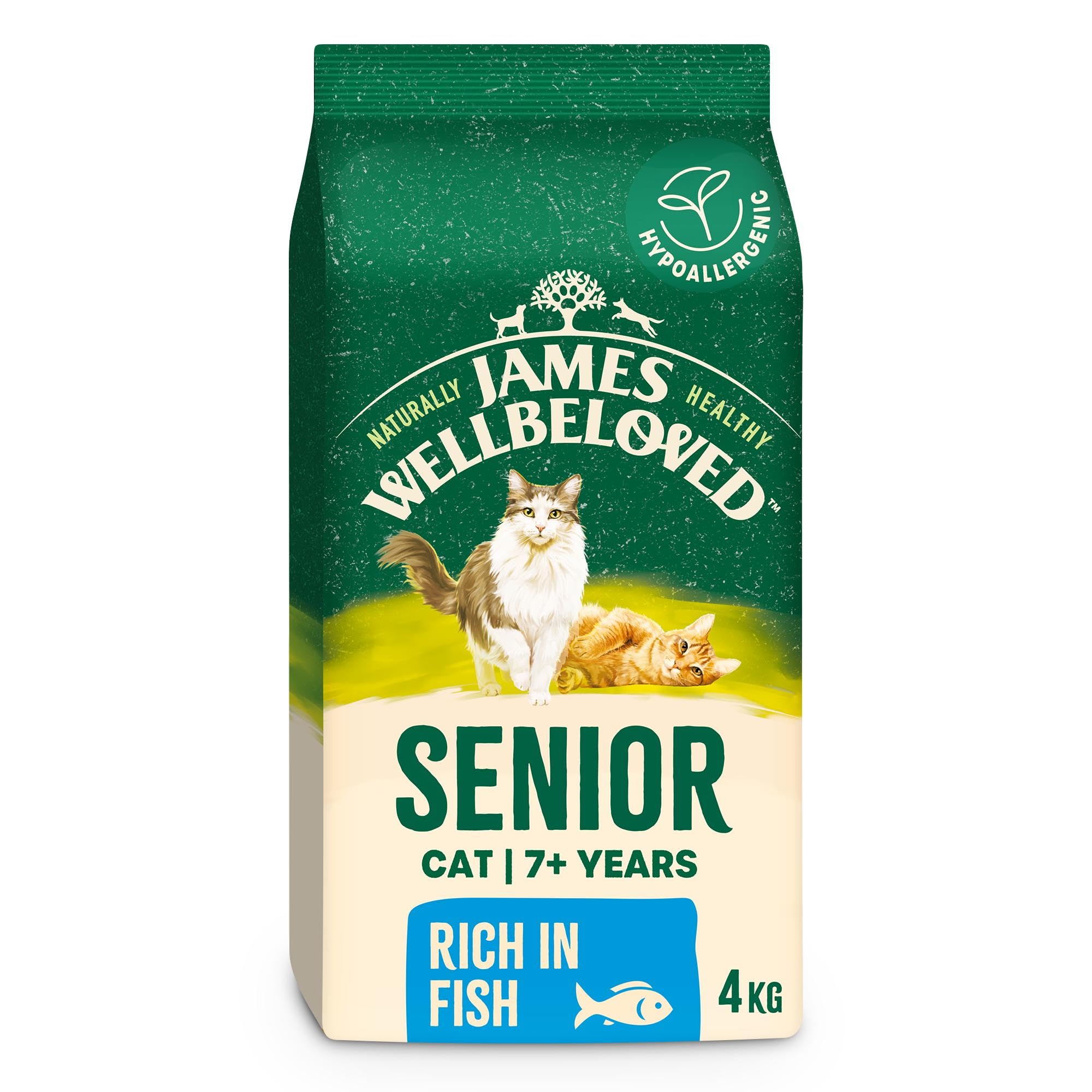 James Wellbeloved Hypoallergenic Dry Cat Food for Senior Cats Fish 4 kg