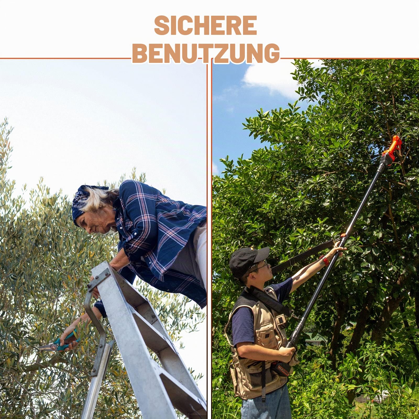 Verlängerungsstange kompatibel mit Kebtek 32mm Elektroschere, Baumschere ausziehbar, Long Reach Schere mit 6ft Länge, keine Schere enthalten - B05503M(B05503M-Pole)