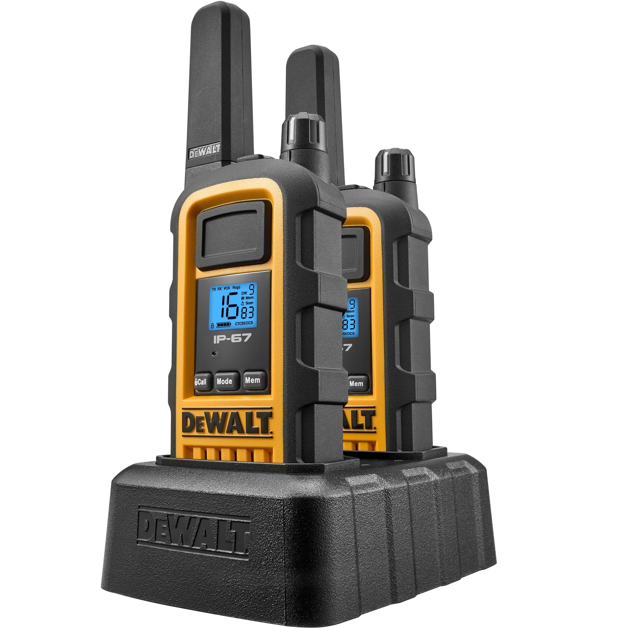 DeWALT Long Range Walkie Talkies for Adults - Professional Rechargeable Walkie Talkies with Charging Dock, VOX Licence-Free Handheld Two Way Radios for Work, Construction & Warehouse Teams. 6 Pack — view 10