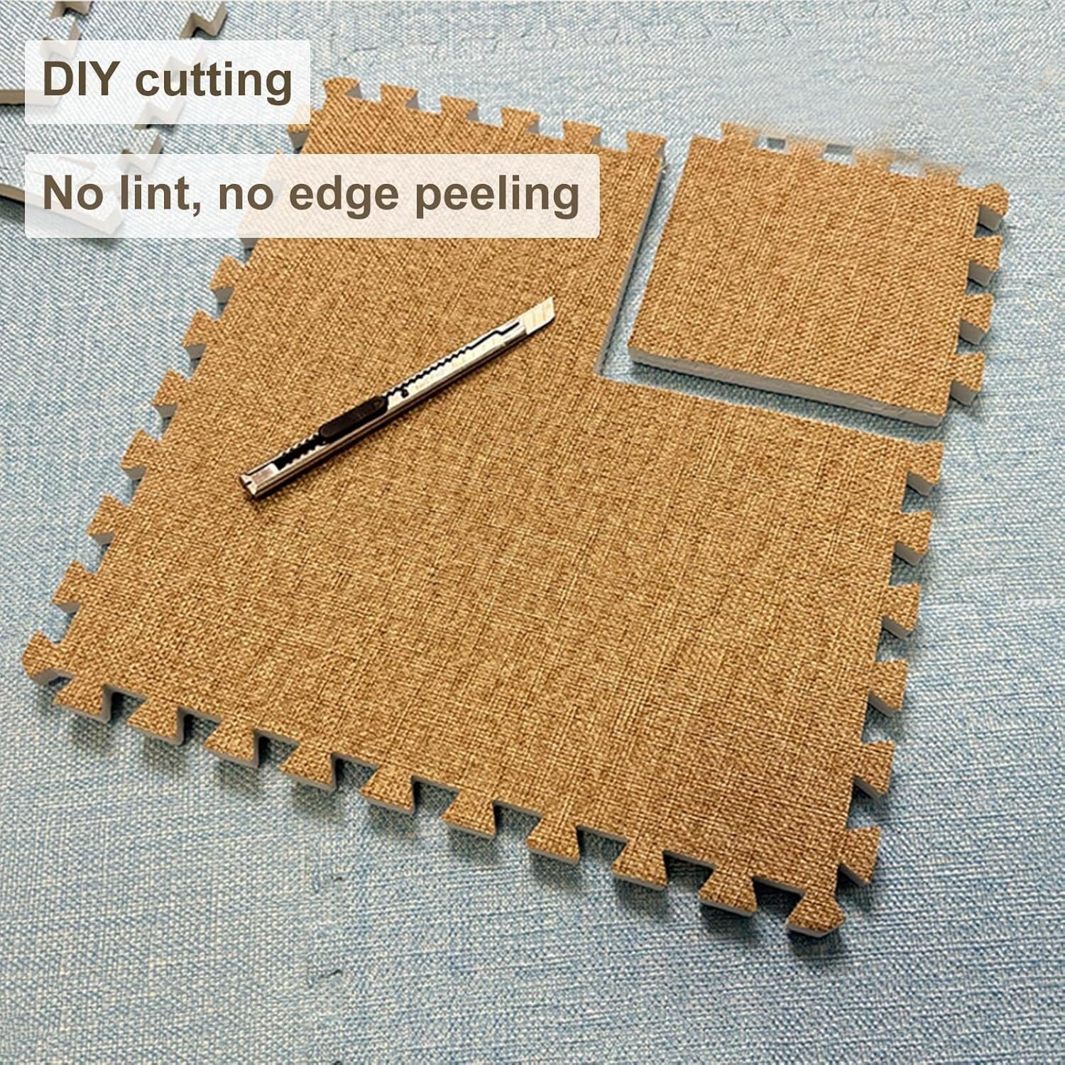 10 sztuk 30x30x1cm zagęszczona kwadratowa mata podłogowa z pianki, układanki, dywaniki podłogowe, oddychające płytki dywanowe, mata do zabawy(Black+Beige)