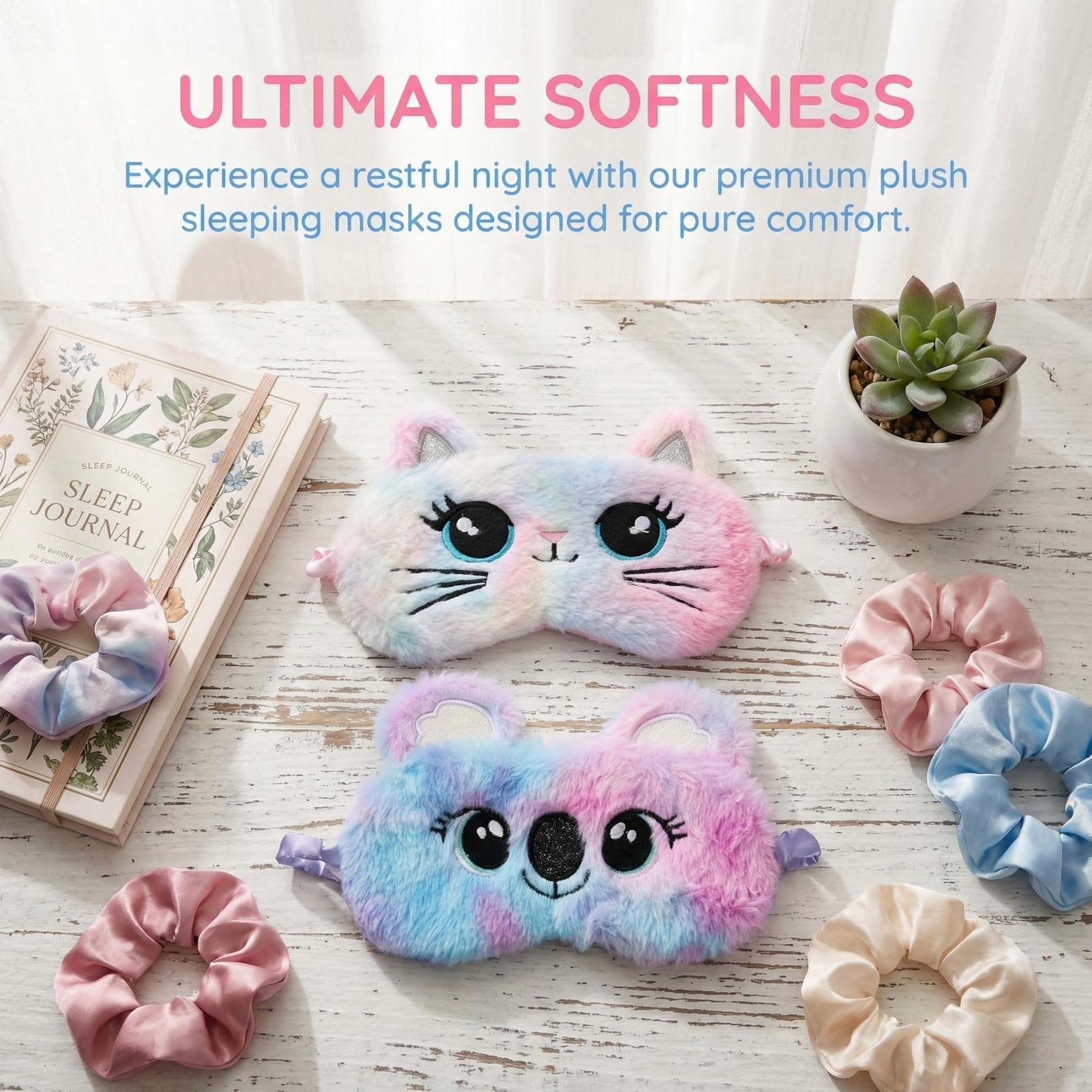 2 mascherine per dormire per bambini, graziose forme di animali, maschera per gli occhi in morbido peluche, adatta per ragazzi e ragazze, per viaggi, per dormire a pranzo e come accessorio per feste