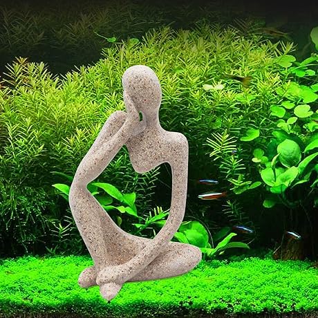 Sandstone Thinker Statue: Elevate Your Aquarium with Artistic Serenity