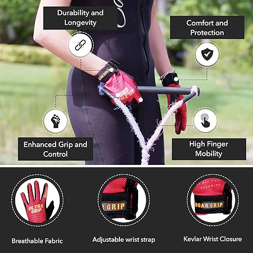 Miniatura 4 de PIGOSKI - Guantes de esquí acuático ultraligeros con protección UV, guantes de kayak para hombres y mujeres, guantes de neopreno transpirables con