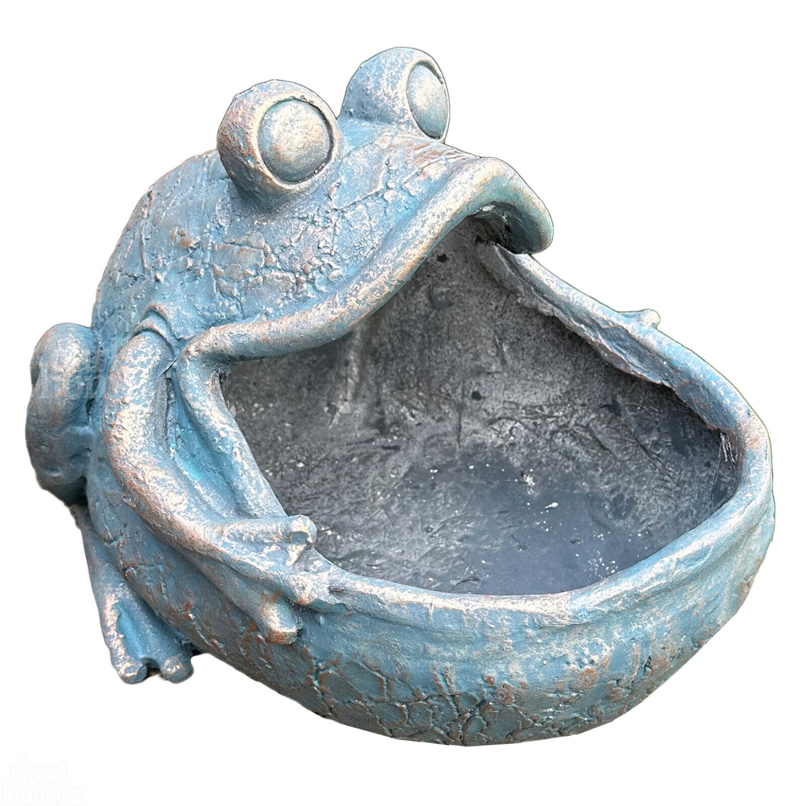 Darthome Green Bull Frog Garden Planter Verdigris Mgo Outdoor Aminal Mouth Pot Sculpture