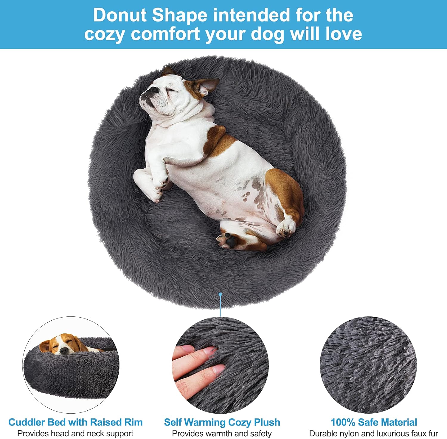 Dog Bed, Dog Beds for Medium Dogs, Small Outdoor Dog Beds, Washable Dog Bed and Cat Bed, Faux Fur Pet Bed, Anti-Slip Dog Bed Cat Bed (Small 20''X20'')