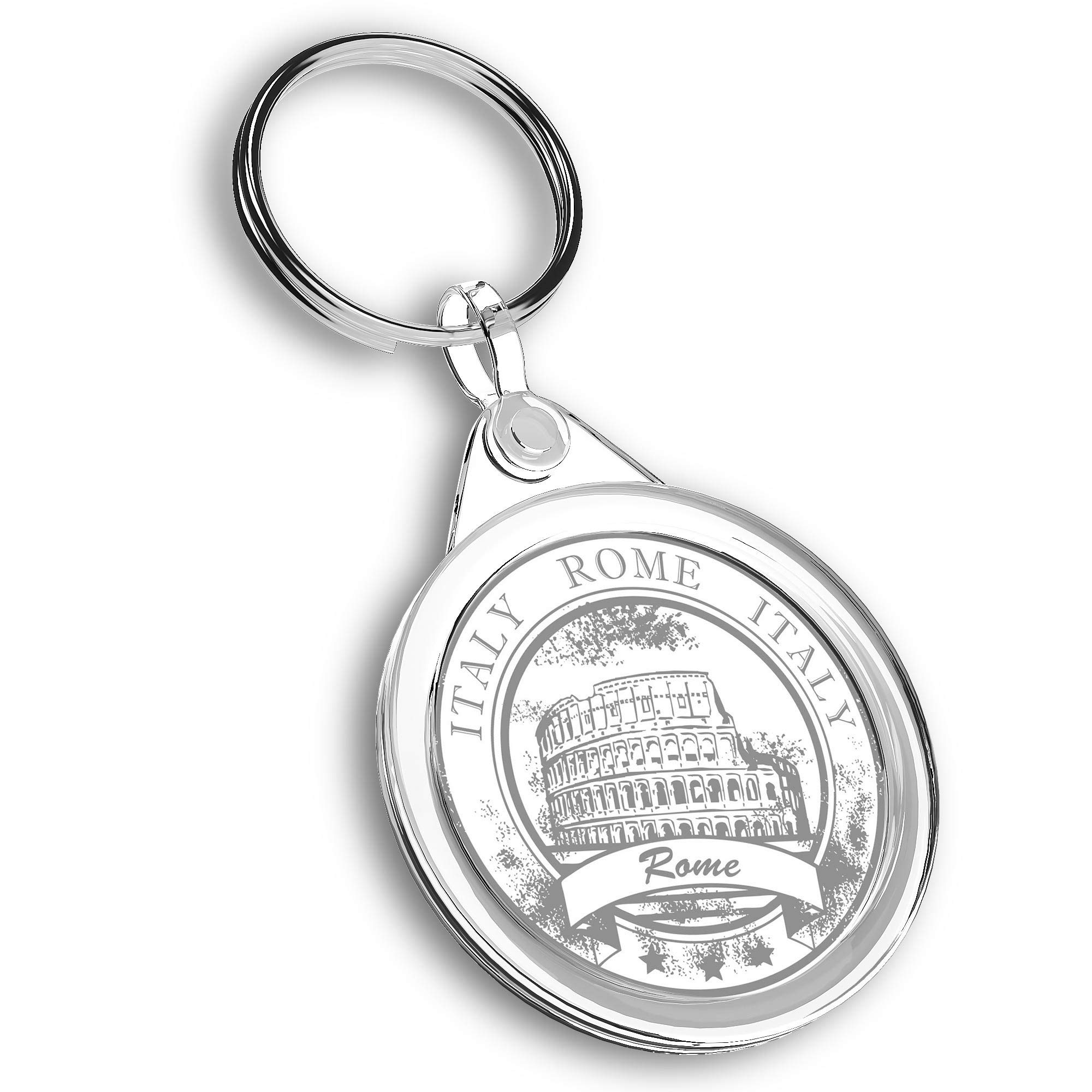Destination Vinyl Ltd 1 x Photo Keyring - Italy Rome Italian Flag Map |Keychain|Keyring|Charm| #40429