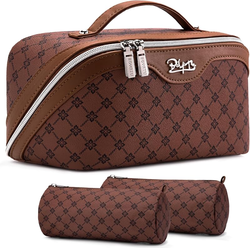 BOYATU Nécessaire de maquiagem para viagem com 3 peças, A-6-Brown
