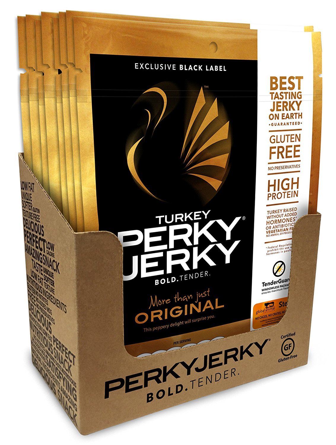 Perky Jerky Antibiotic Free Turkey Original, 2.2 ounce bags (Pack of 8)