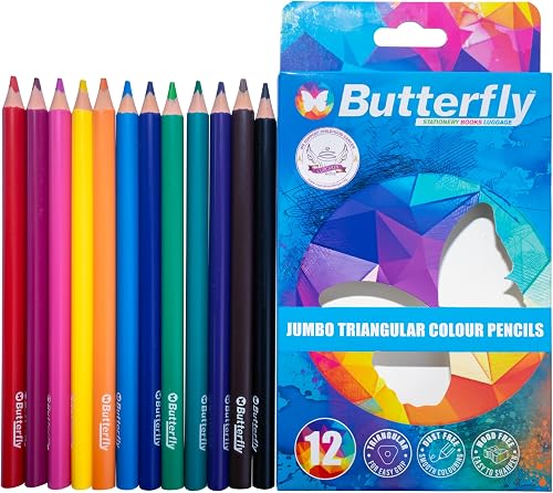 Butterfly Triangle Colour Crayons Pencil (Pack of 12)