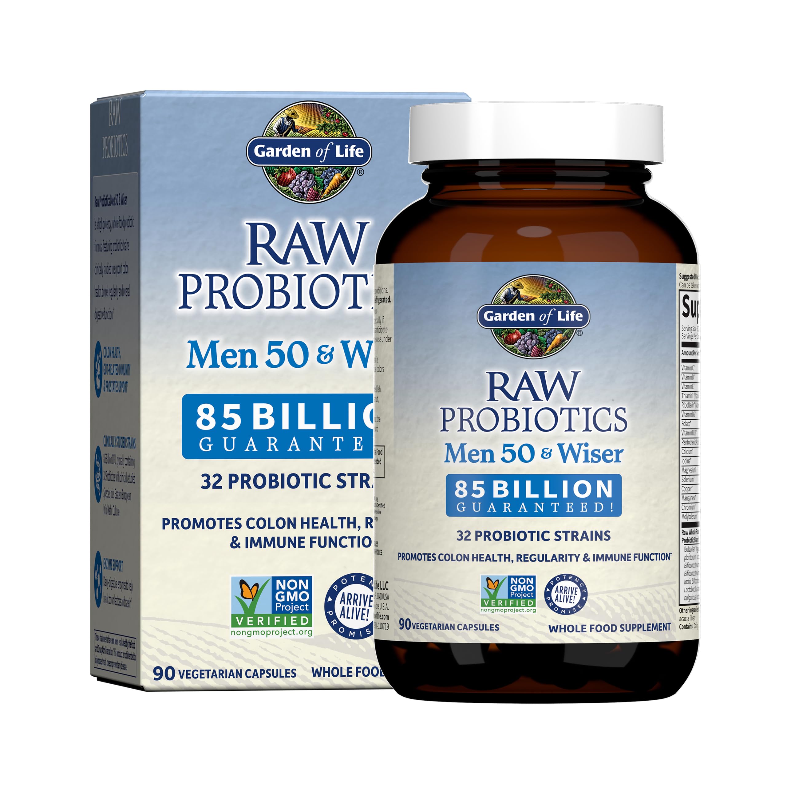 Raw Probiotics Men 50 & Wiser 85 Billion Cfu 90 Vegetarian