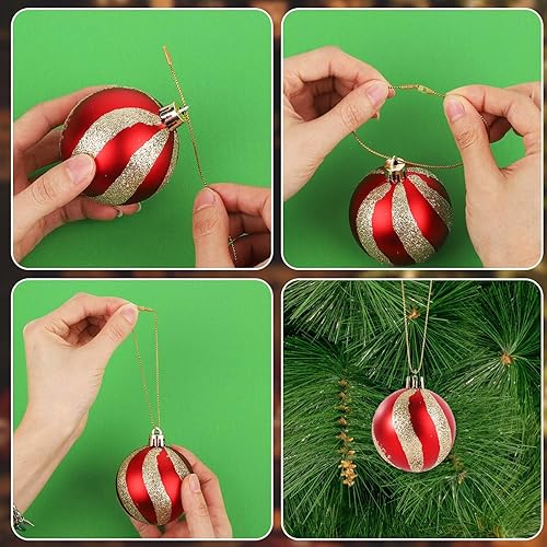 Miniatura 4 de 200 ganchos de cuerda de adornos de Navidad, perchas decorativas metálicas con cierres a presión para colgar en el árbol de Navidad, decoraciones de