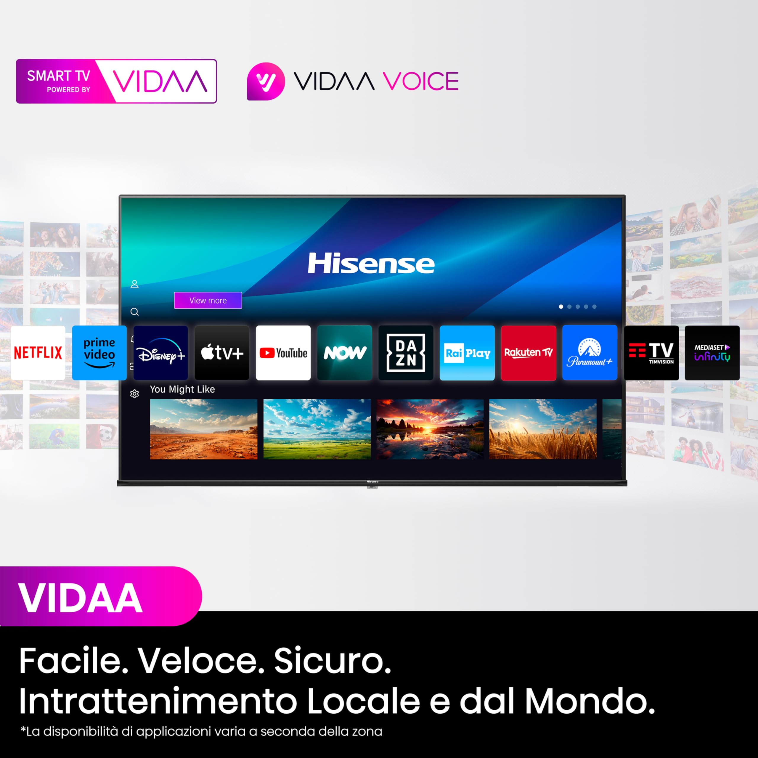 Hisense TV 43" QLED 4K 43E77NQ, Smart TV VIDAA U7, Dolby Vision, HDR 10+, Game Mode Plus, Dolby Atmos, Alexa Built-in, VIDAA Voice, Tuner DVB-T2/S2 HEVC 10, lativù 4K
