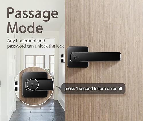 Miniatura 6 de Pulido Cerradura inteligente 4 en 1 con huella dactilar para puerta, no requiere aplicación, cerraduras de puerta para dormitorios y oficinas, pomos