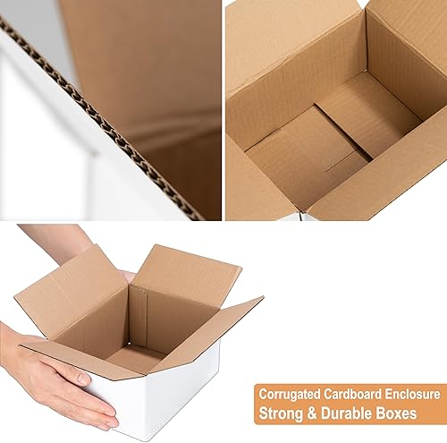 Miniatura 3 de Paquete de 40 cajas de envío de cartón blanco de 4 x 4 x 4 pulgadas, cajas de correo medianas para pequeñas empresas para embalaje, mudanza y