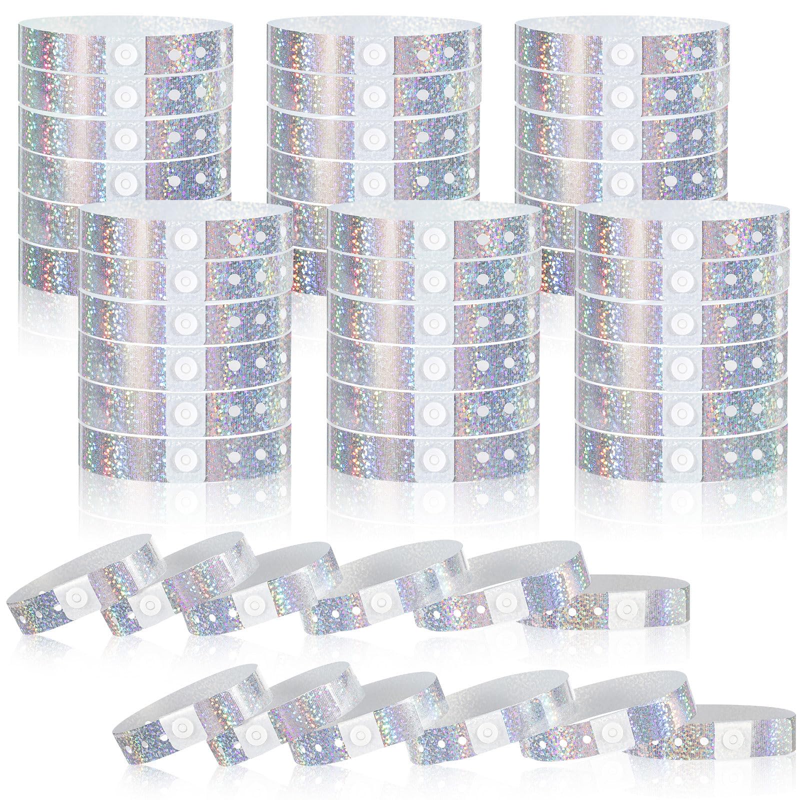 Henoyso 300 Pcs Plastic Wristbands for Events Vinyl,Silver