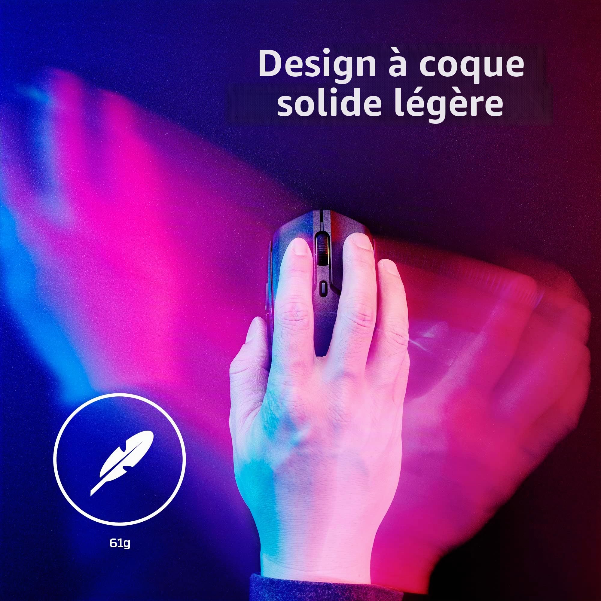HyperX Pulsefire Haste 2 Wireless, Souris Gaming Sans Fil Ultra Légère 61 g, Capteur HyperX 26K jusqu’à 26 000 DPI, Double Connexion Sans Fil 2.4 GHz et Bluetooth, Autonomie jusqu’à 100h, Noir