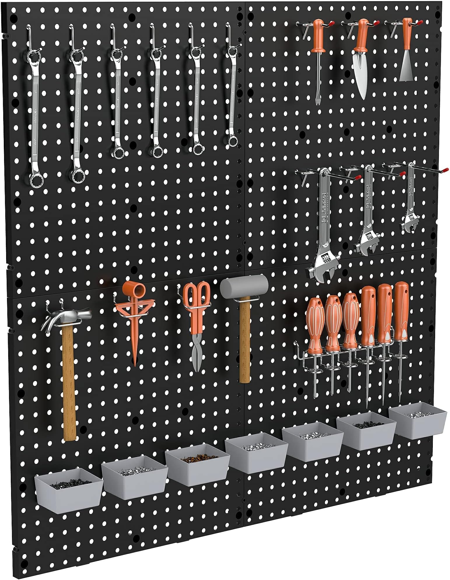 TNINE Black Plastic Pegboard Wall Organizer, 4 Pack of 17.5"x 17.5 ...