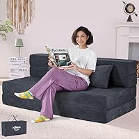 Vista 18 de Sofá Cama Individual Plegable Silla Sofá Cama con Almohada, Twin, Beige Fold out chair bed, Futon sofa bed, Extra bag included, All foam made