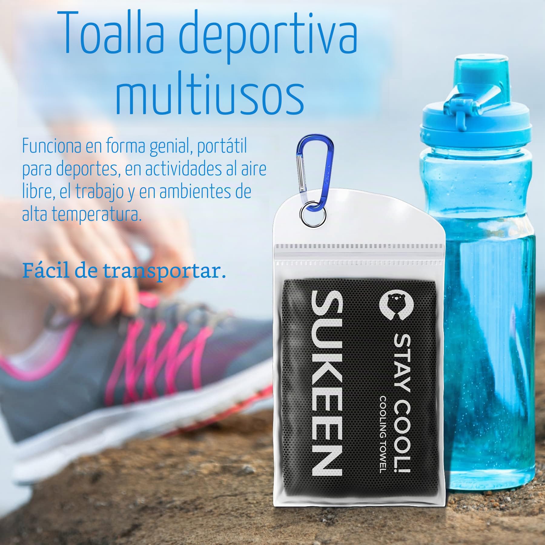 Sukeen Juego de 6 Toallas de Enfriamiento - Microfibra para Gimnasio, Hielo, Refrigeración de Cuello, Mano Refrescante y Deporte