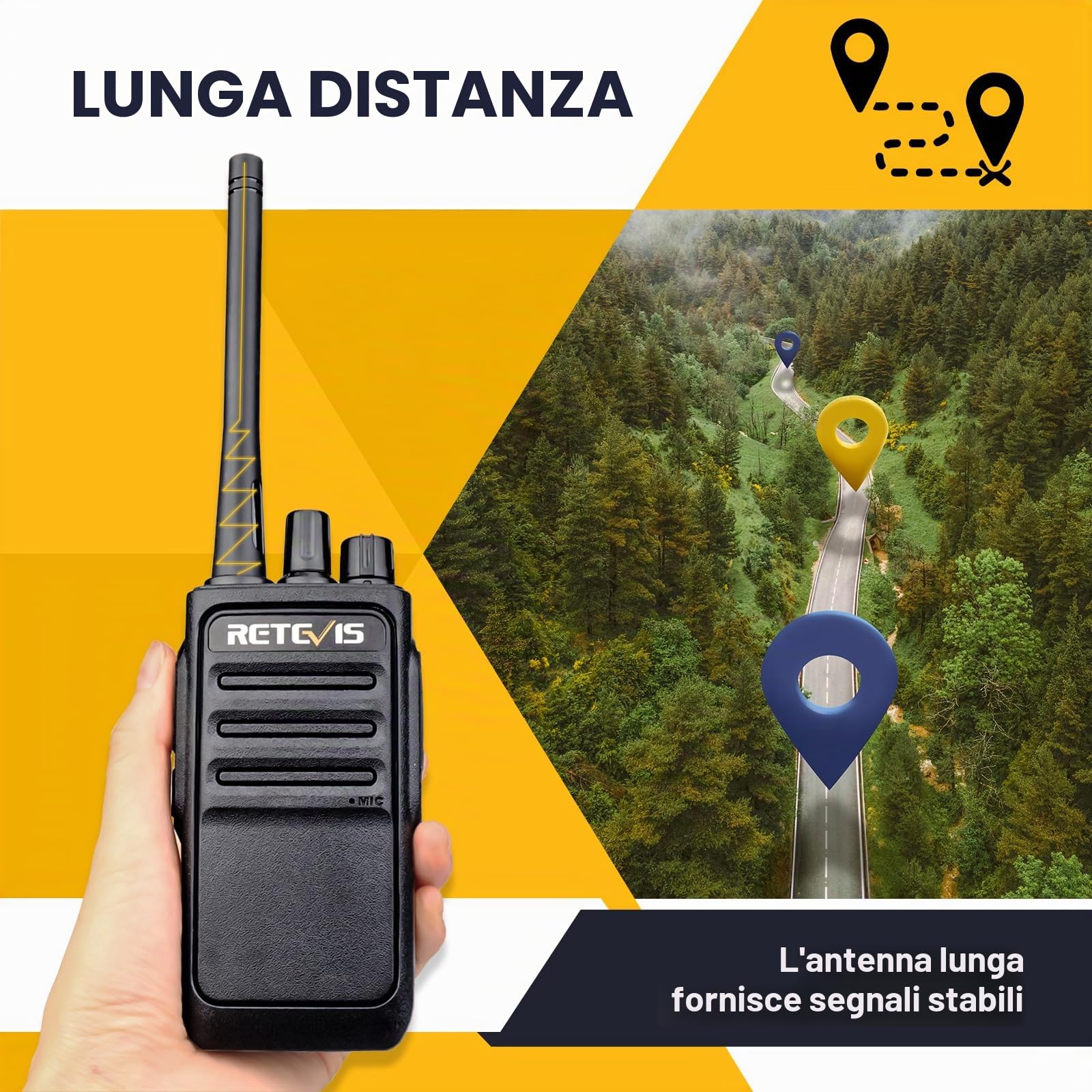 Retevis RT617 Walke Talkie, PMR446 Senza Licenza Ricetrasmittenti, VOX Squelch, Batteria da 1200mAh con Caricatore USB, Walkie-Talkie Professionali per Fabbriche, Sicuro (Nero, 1 Coppia)