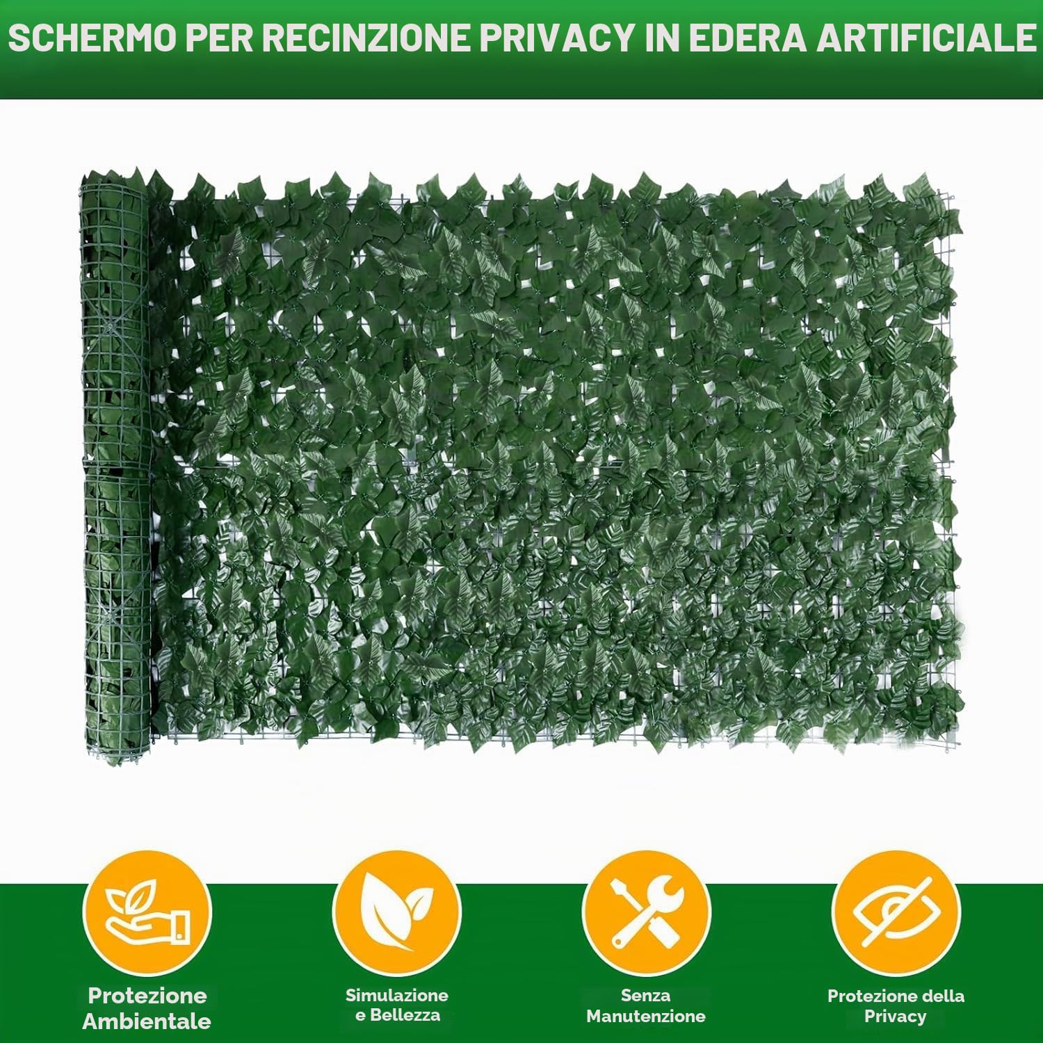 recinzione decorativa di edera artificiale, 3 m x 1,5 m, pannello a traliccio per balcone, decorazione da giardino con foglie artificiali, recinzione per privacy