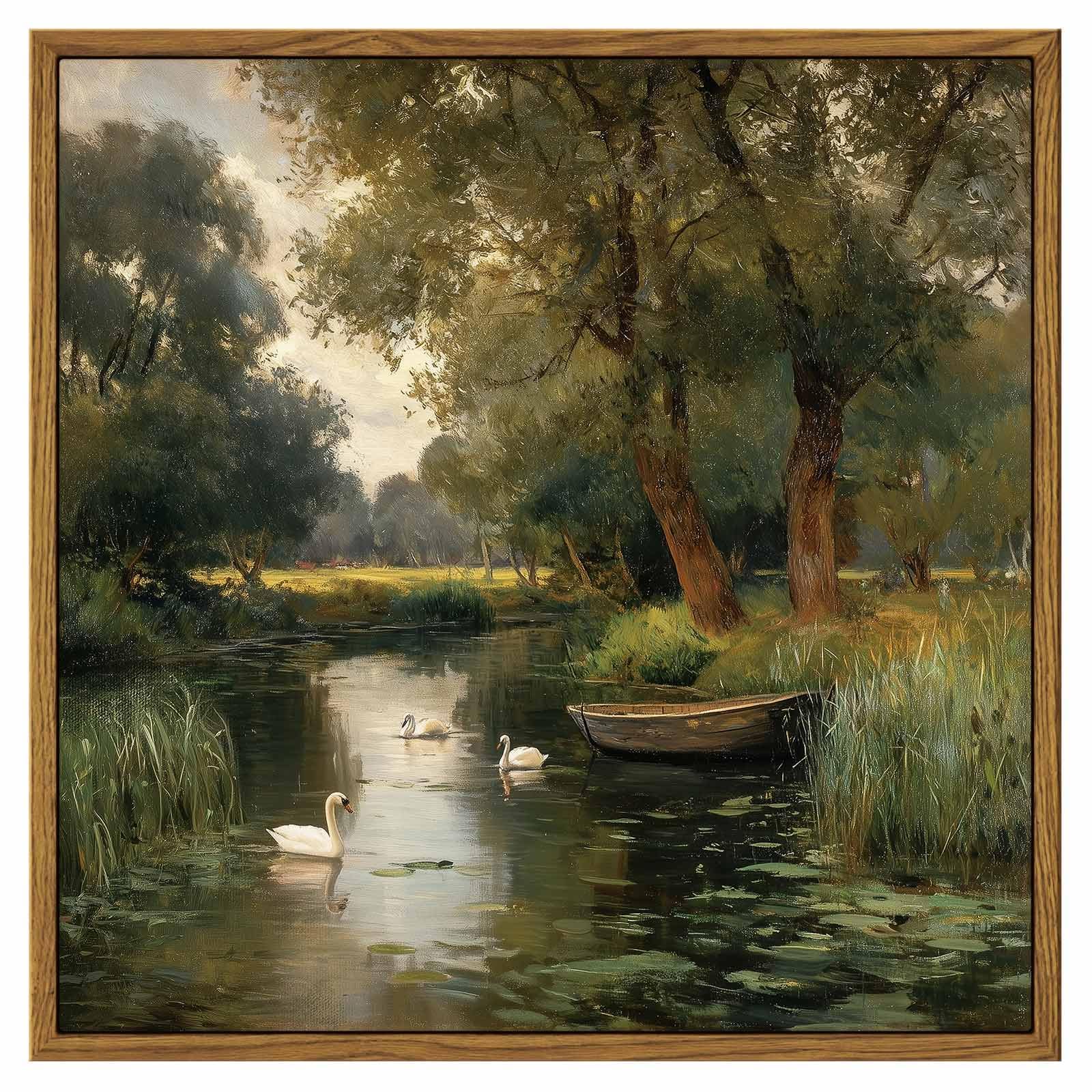 InSimSea Square Framed Canvas Wall Art Swan Creek 12"x12"
