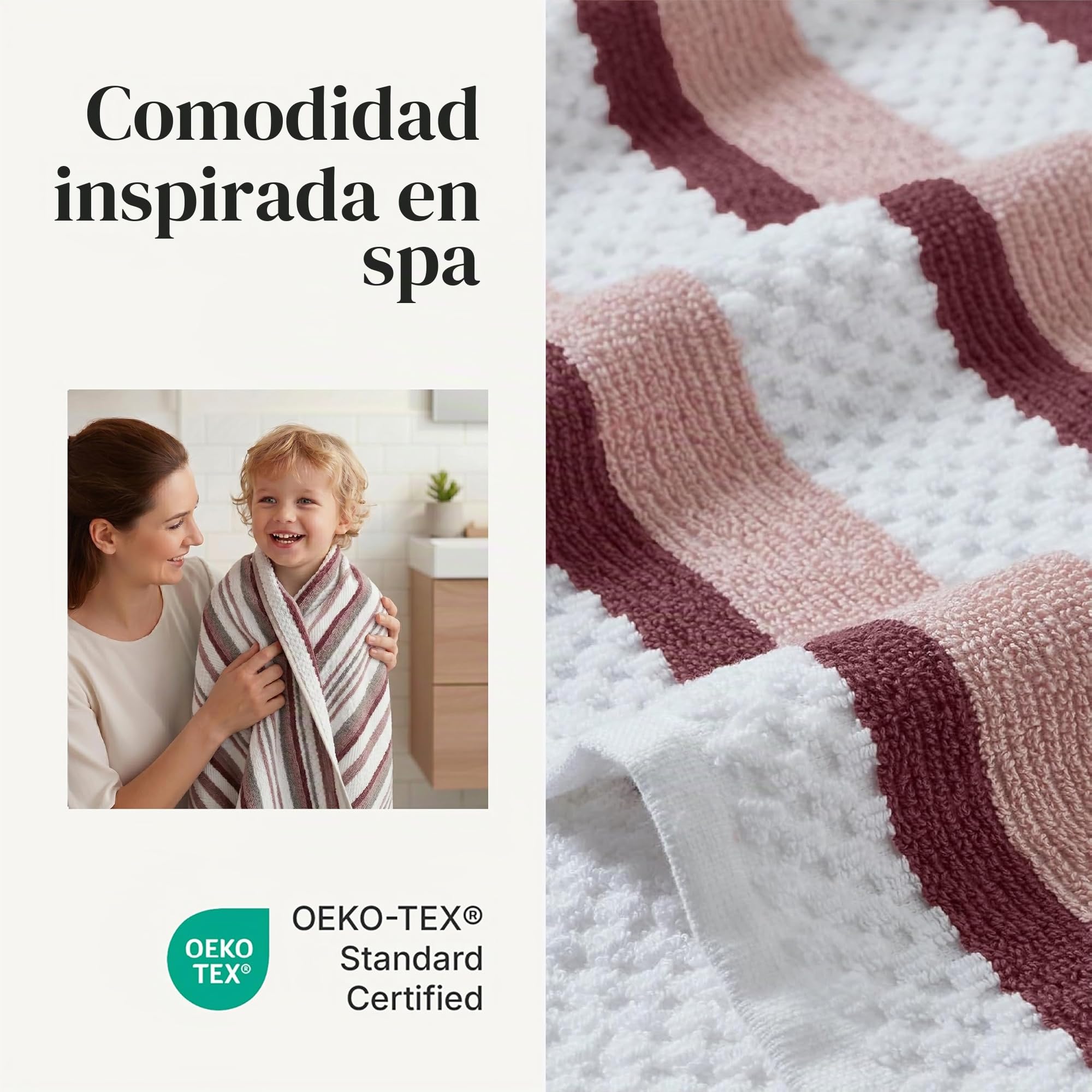 Modern Threads, Pax, Juego de Toallas Reversibles de Jacquard teñidas, Toallas de baño, Mano y paños, súper absorbentes y de Secado rápido, 100% algodón Peinado, 6 Unidades, Rosa Palisandro