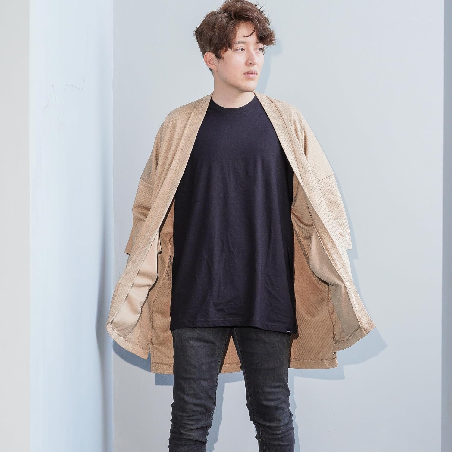 Men's Long Oversized Kimono Cardigan Noragi Street Jacket Haori Man Yukata Coat - Image 6