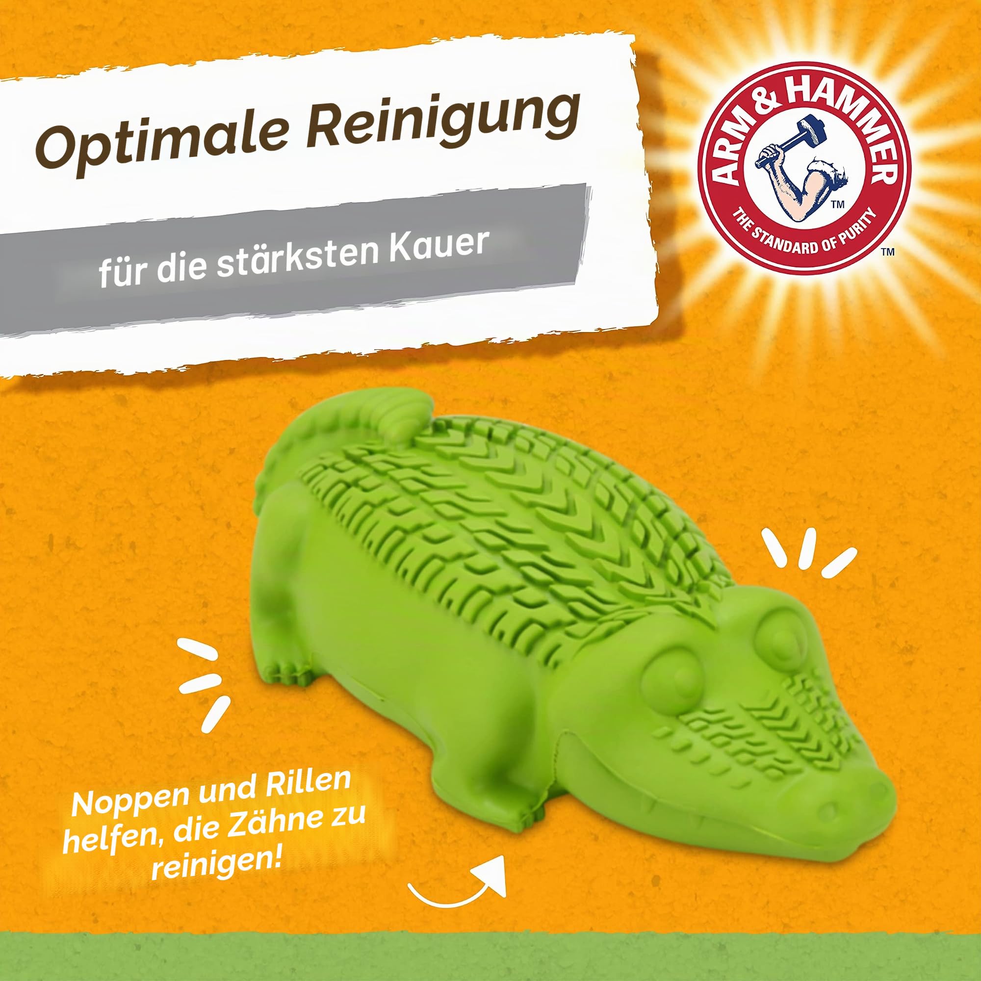 Arm & Hammer Super Treadz Gator Kauspielzeug für Hunde, 12 Stück, bestes Zahnarz-Kauspielzeug für Hunde, reduziert Plaque und Zahnsteinbildung ohne Bürsten, sicher für Hunde bis zu 15,9 kg
