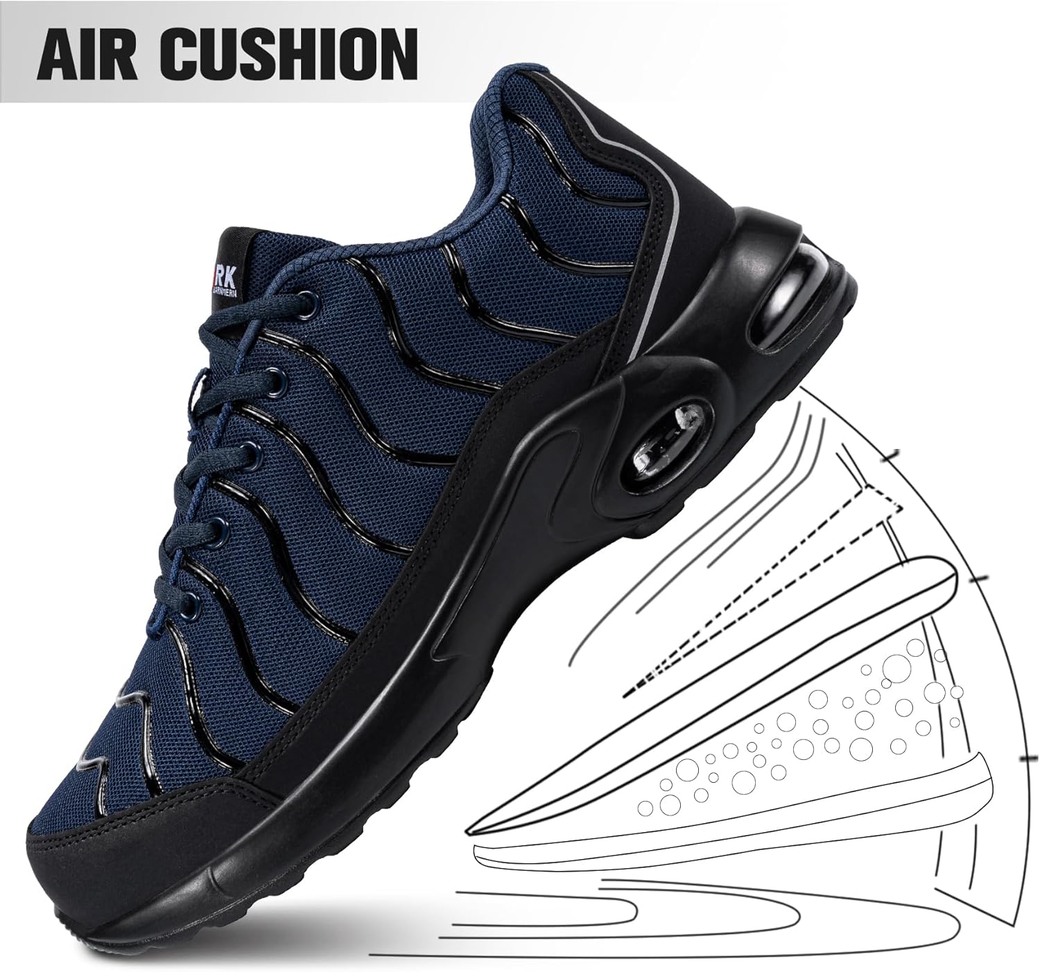 DYKHMILY Steel Toe Sneakers for Men Wide Work Shoes Puncture Proof Lightweight Safety Sneakers Slip Resistant Steel Toe Tennis Shoes