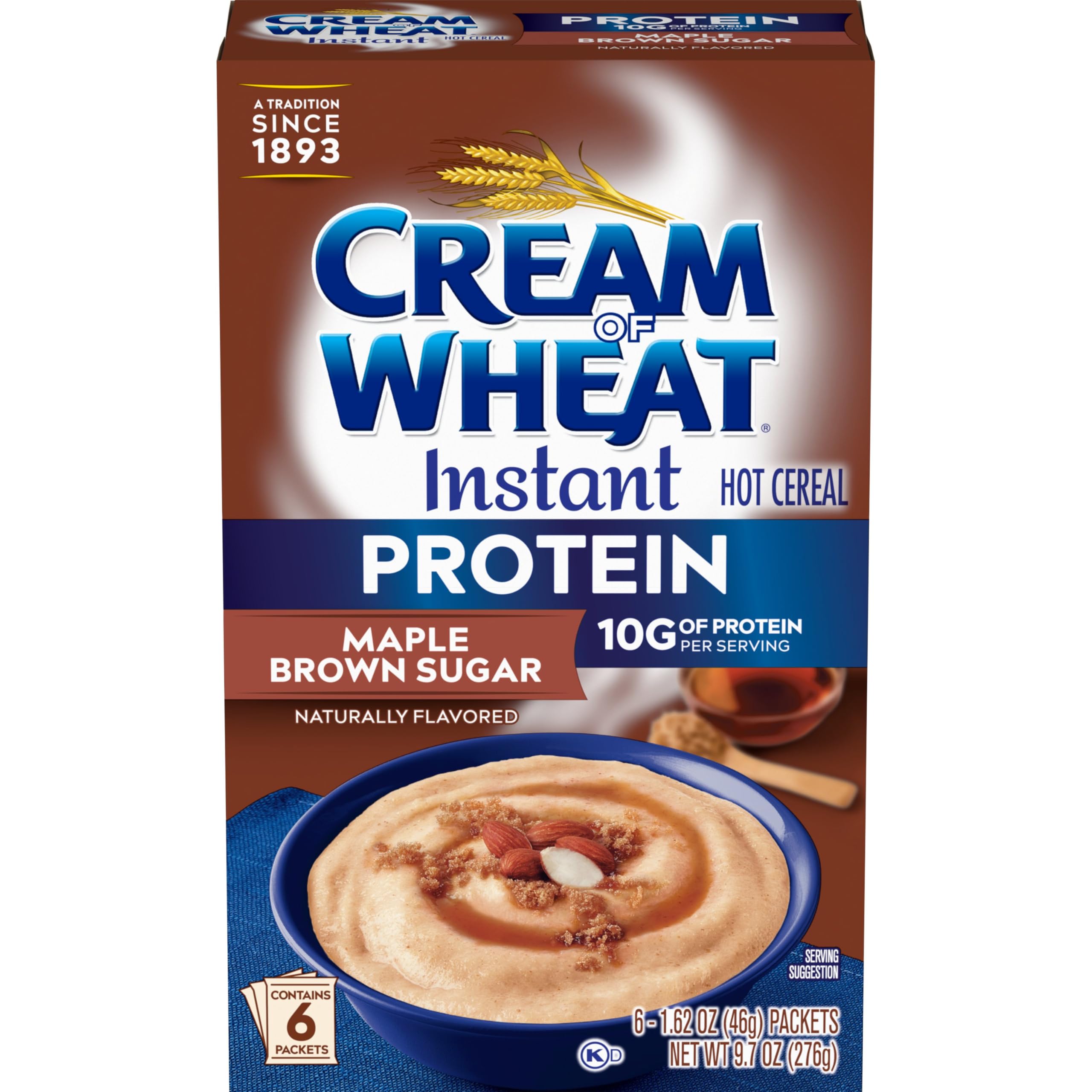 Cream of Wheat Instant High Protein Hot Cereal Maple Brown Sugar 1 6 Ounce 6 Packets
