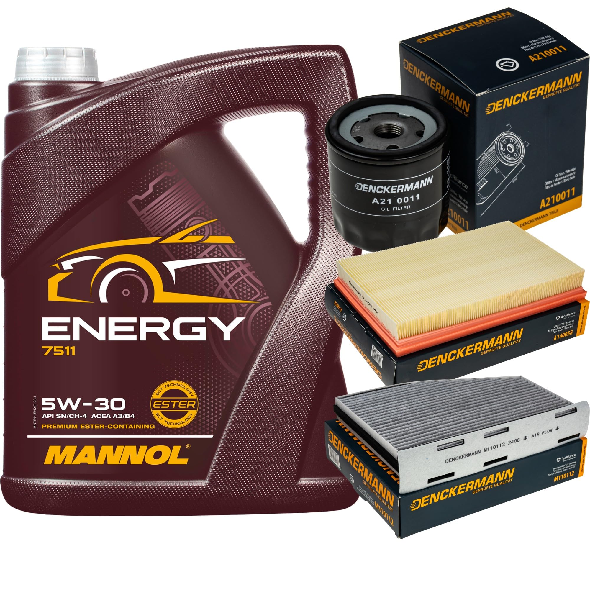 Pacchetto di ispezione Set di filtri con Energy 5W-30 5L, filtro ai carboni attivi, filtro abitacolo, filtro dell'aria, filtro dell'olio