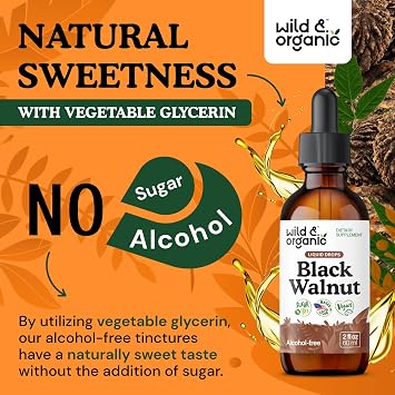Wild & Organic Black Walnut Tincture - Cleanse & Gut Support - 2 fl oz