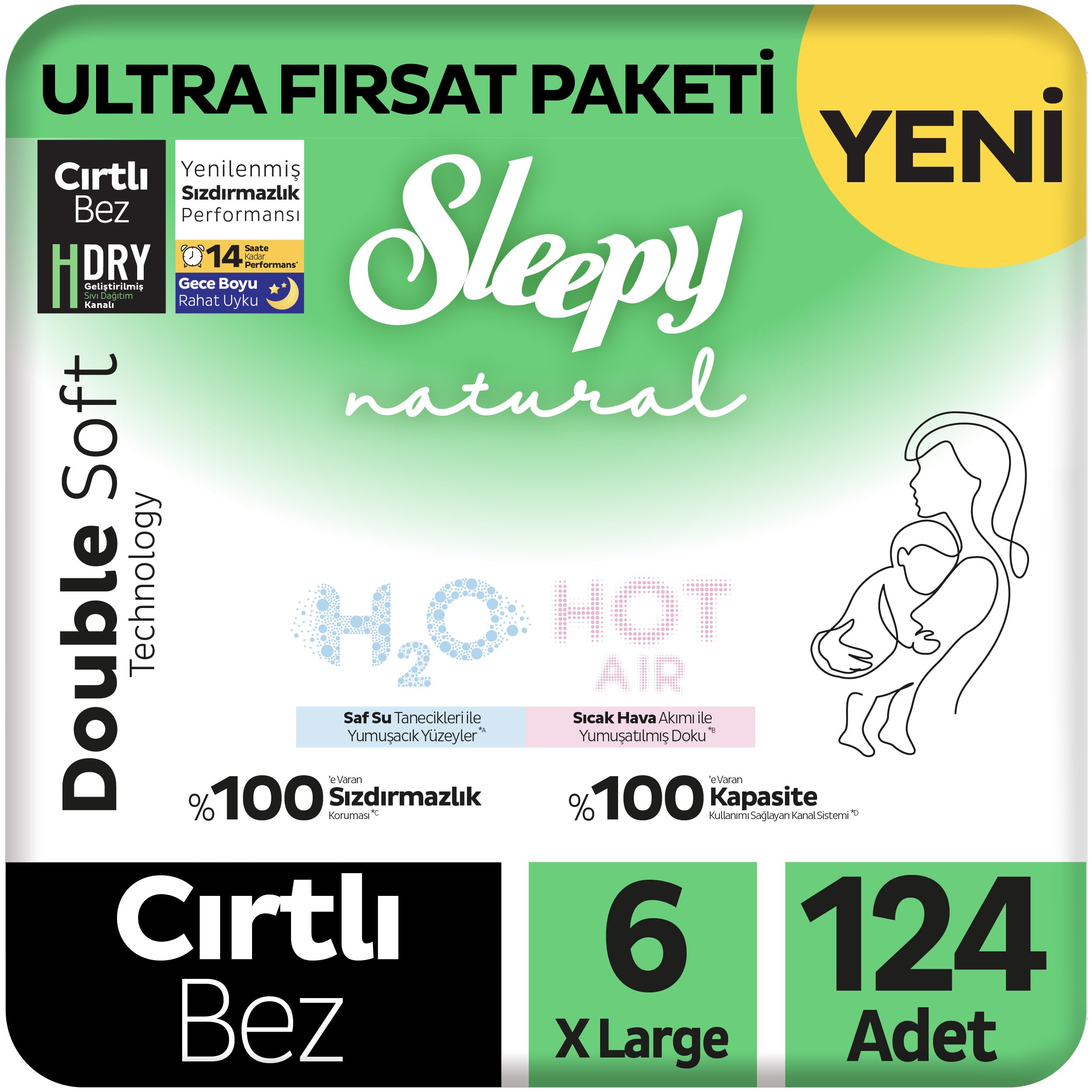 Sleepy Natural Double Soft Ultra Fırsat Paketi Bebek Bezi 6…