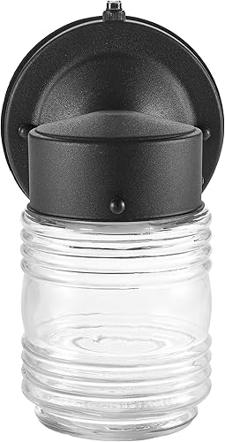 Miniatura 4 de Maxxima Farol de pared para exteriores, luz exterior de cristal acanalado transparente cerrado, acabado negro, sensor de atardecer a amanecer, 800