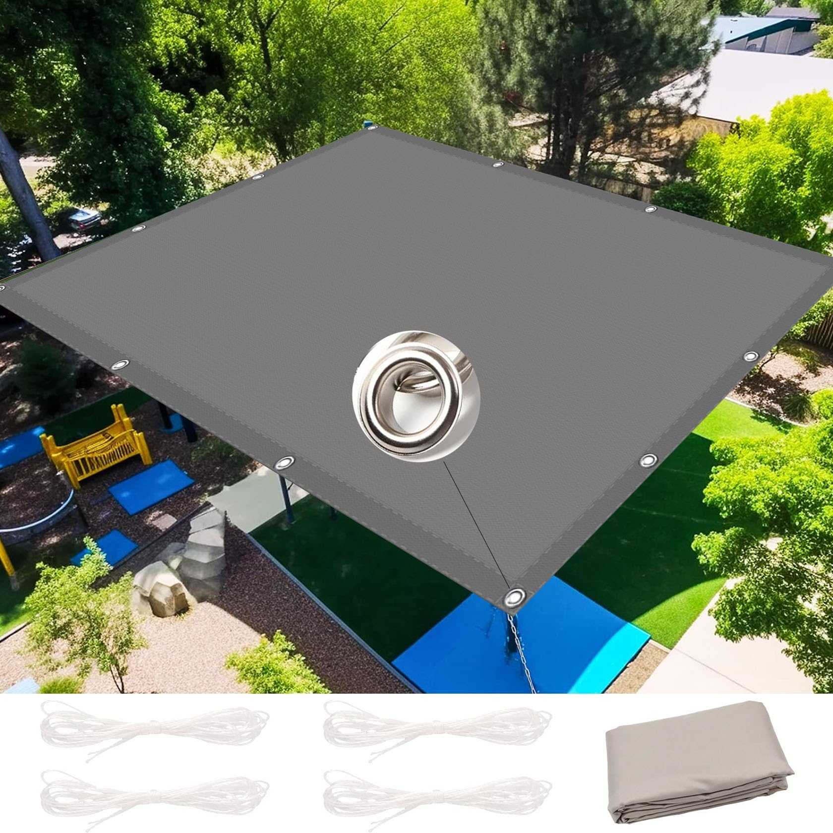 Voile d'ombrage extérieur pour rafraîchir une terrasse en été en gris foncé