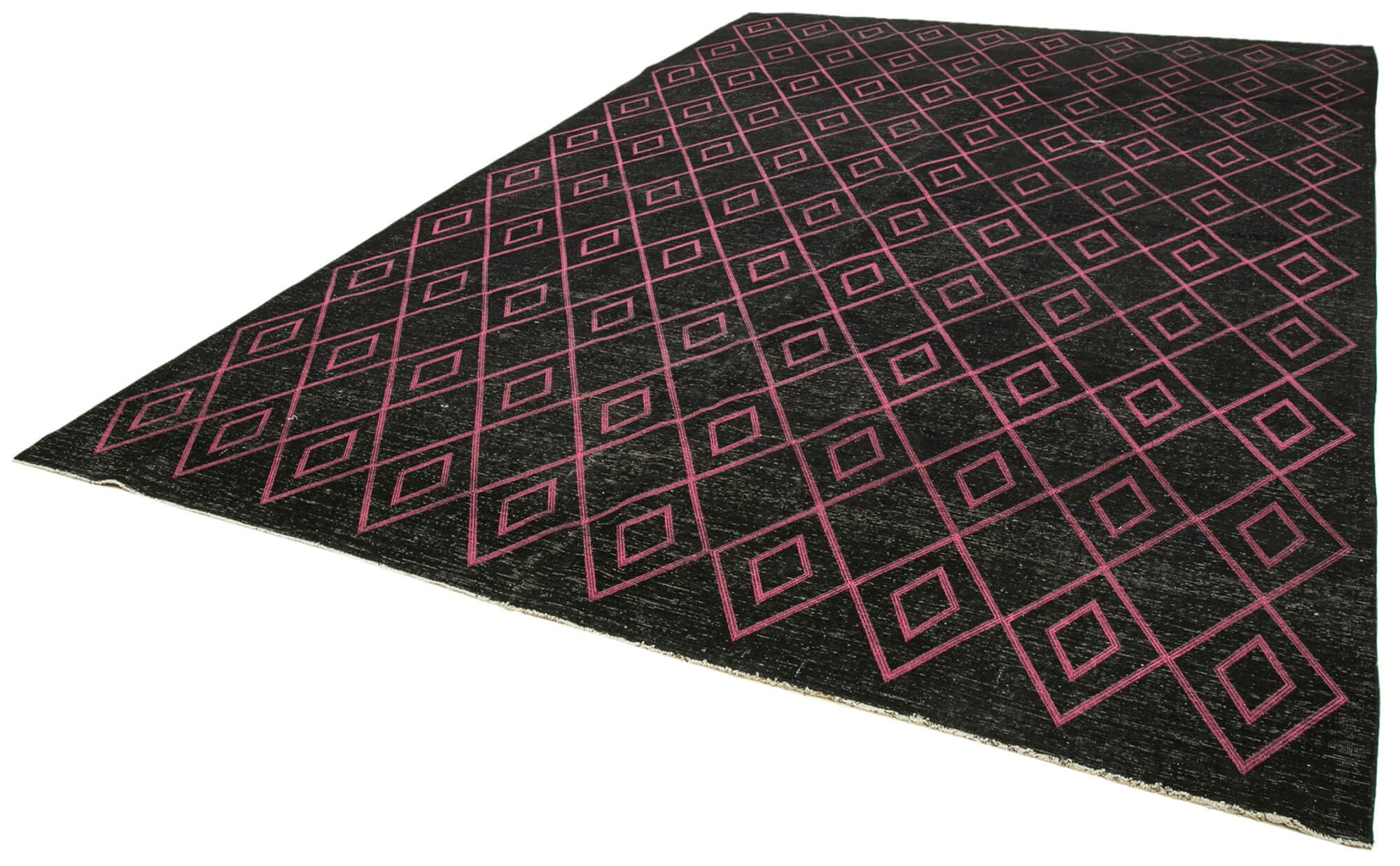94 x 136 - 284 x 412 Cm Geometric Carpet Black Geometric Bohemian Wool Cotton Handmade Handknotted Vintage