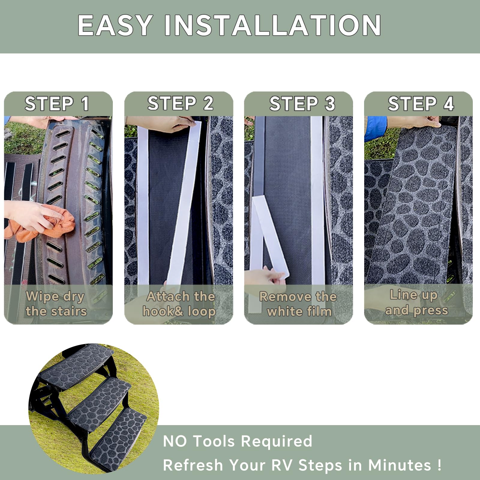 Tapis D'Escalier Pour Camping-Car & Caravane - Antidérapant, Toutes Saisons - Protection Marches Extérieur - 10