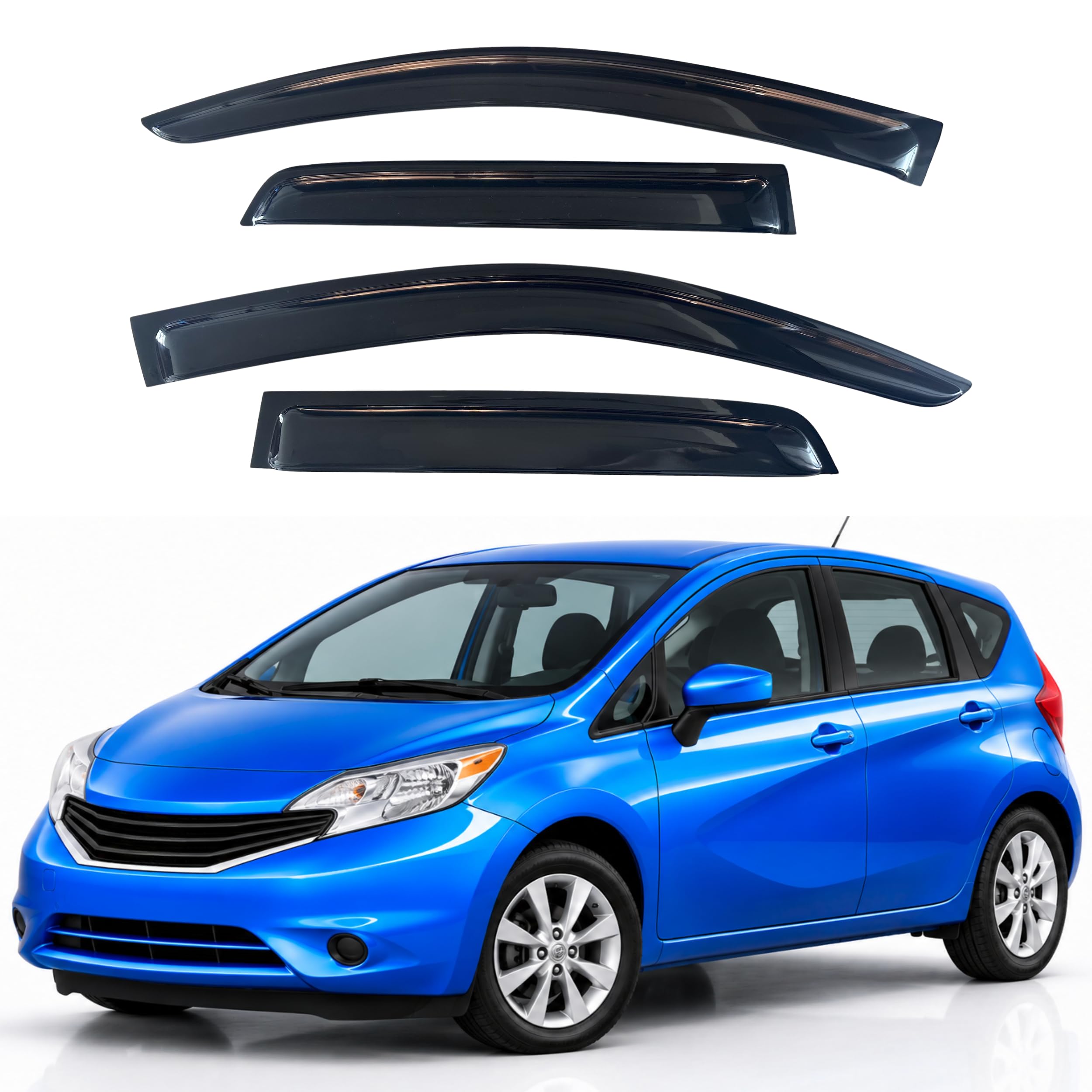 IG Window Visors Fit for 2014-2019 Nissan Versa Note Hatchback, Out-Channel Rain Guards Vent Wind Deflectors 4PC, Car Accessories for 14-19 Versa Note (Hatchback Only)