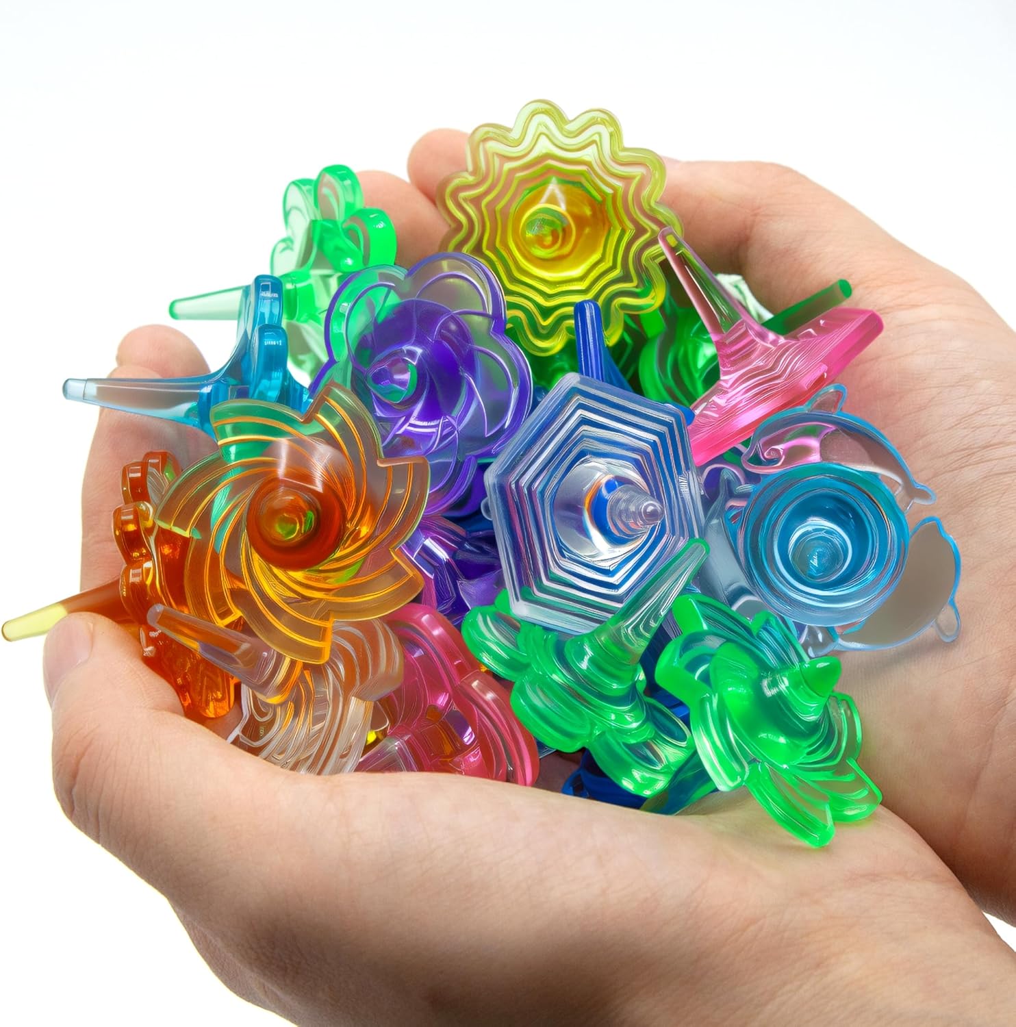 200 Pcs Bulk Pack Spinning Tops Colorful Crystal Tops Assorted Gem Spinners Gyros for Kids Gifts Party Favors