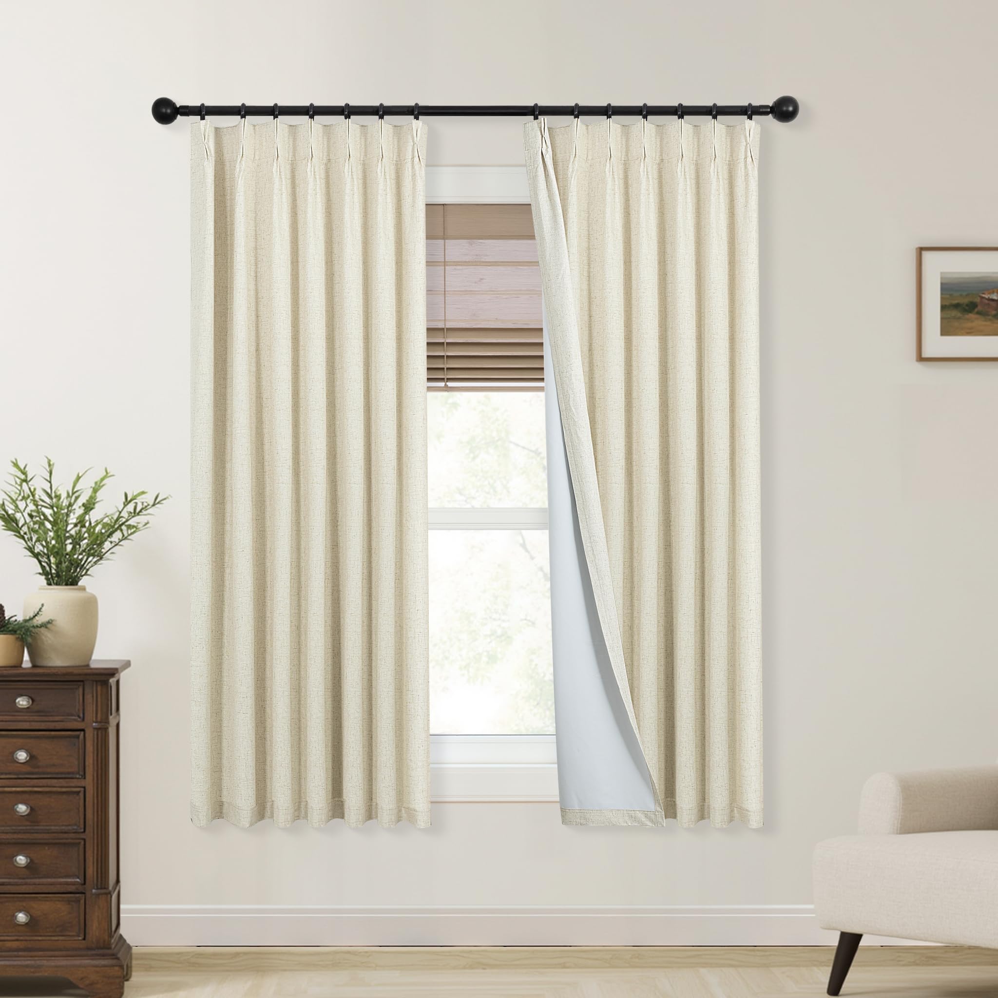 Mrs.Naturall Beige Short Blackout Curtains 42x54 Inches Long for Bathroom Kitchen