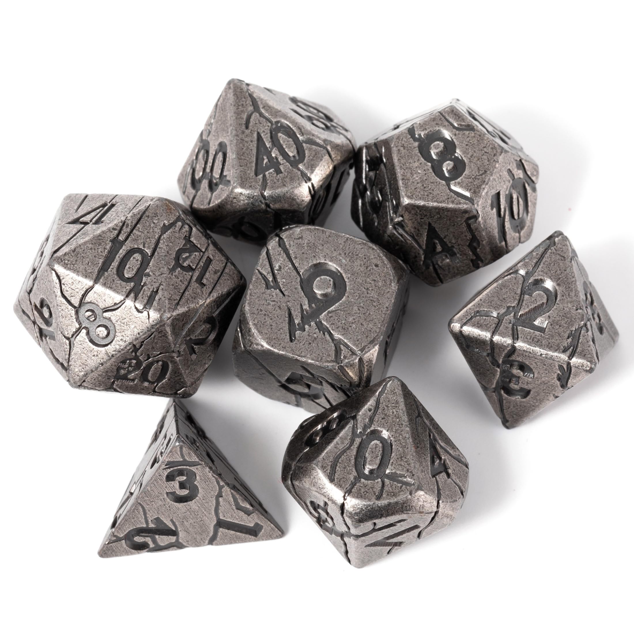 DND Metal Dice - Cracked Iron Ruins Metal Polyhedral Set for RPG D&D and More - Beautifully Detailed Dungeons and Dragons Dice Set — image 1