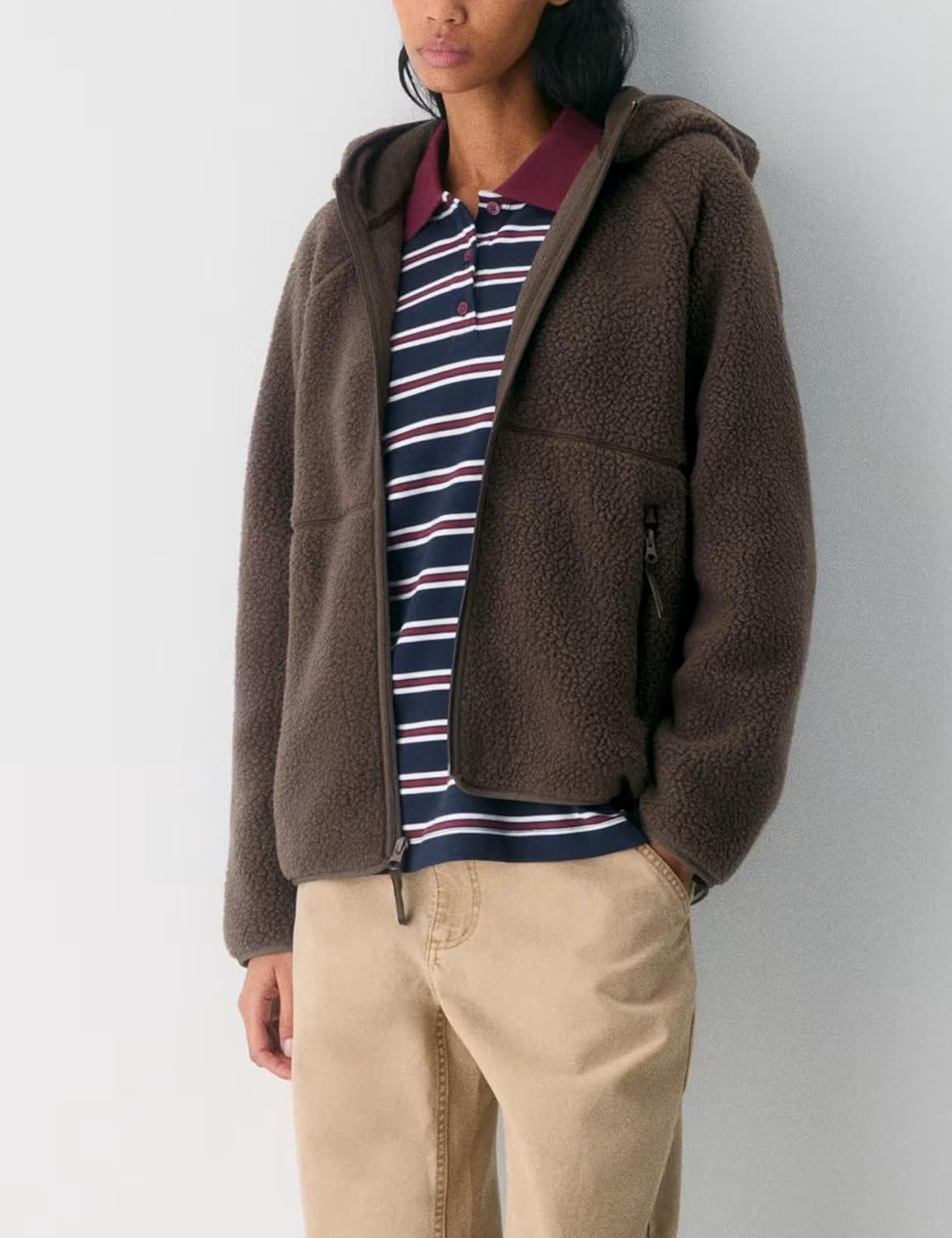 Fleece Jacket Women Full Zip up Sherpa Jackets Fuzzy Hooded Sweatshirts with Pockets 2025 - Image 5