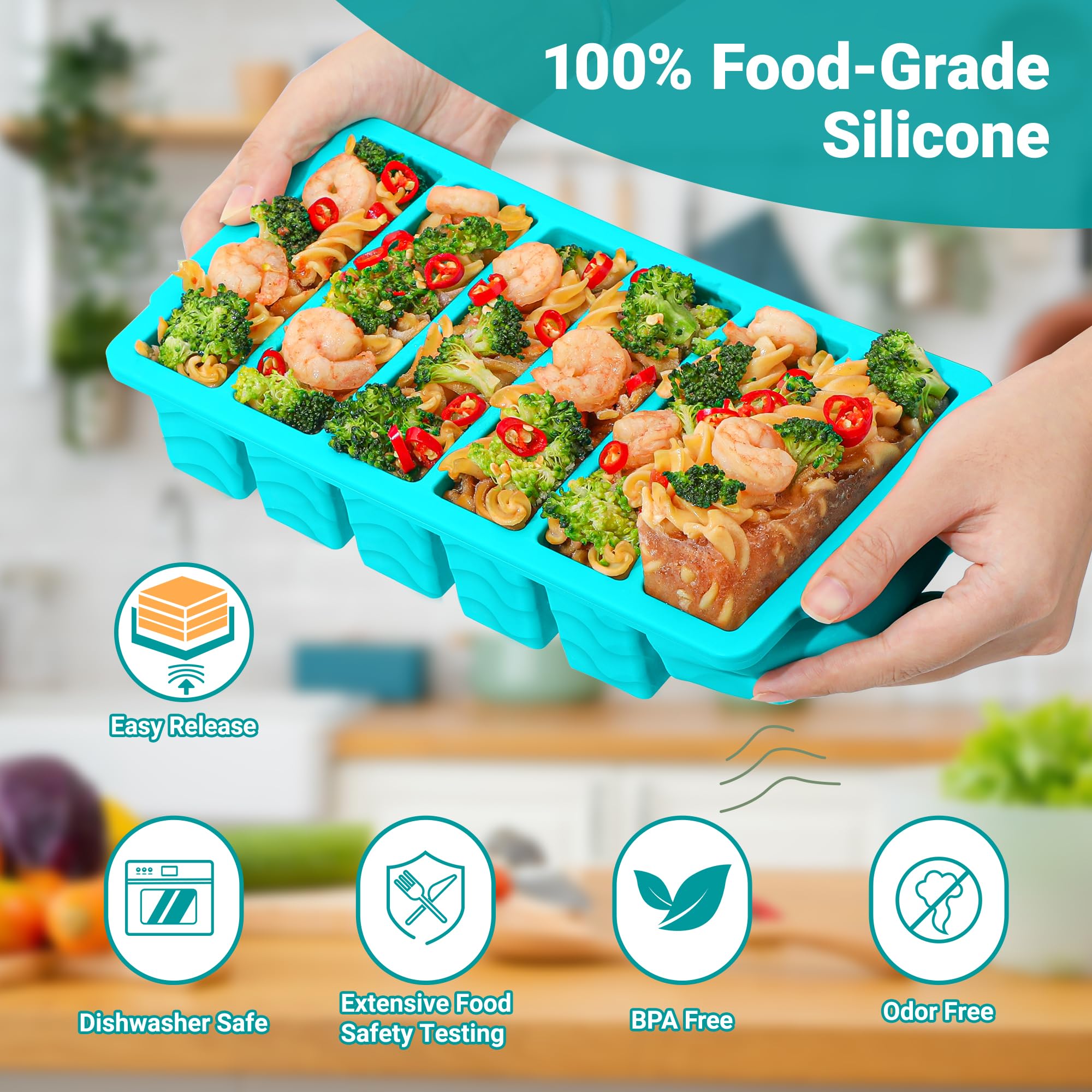 Amazon.com: 1/2 Cup Silicone Freezer Molds with Lid, 2-Pack