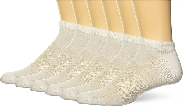 PGA TOUR Men's Low Cut Golf Socks with Arch Support, Moisture-Wicking, Non-Slip, Breathable, Zone Cushion, 6 Pack (One Size), White