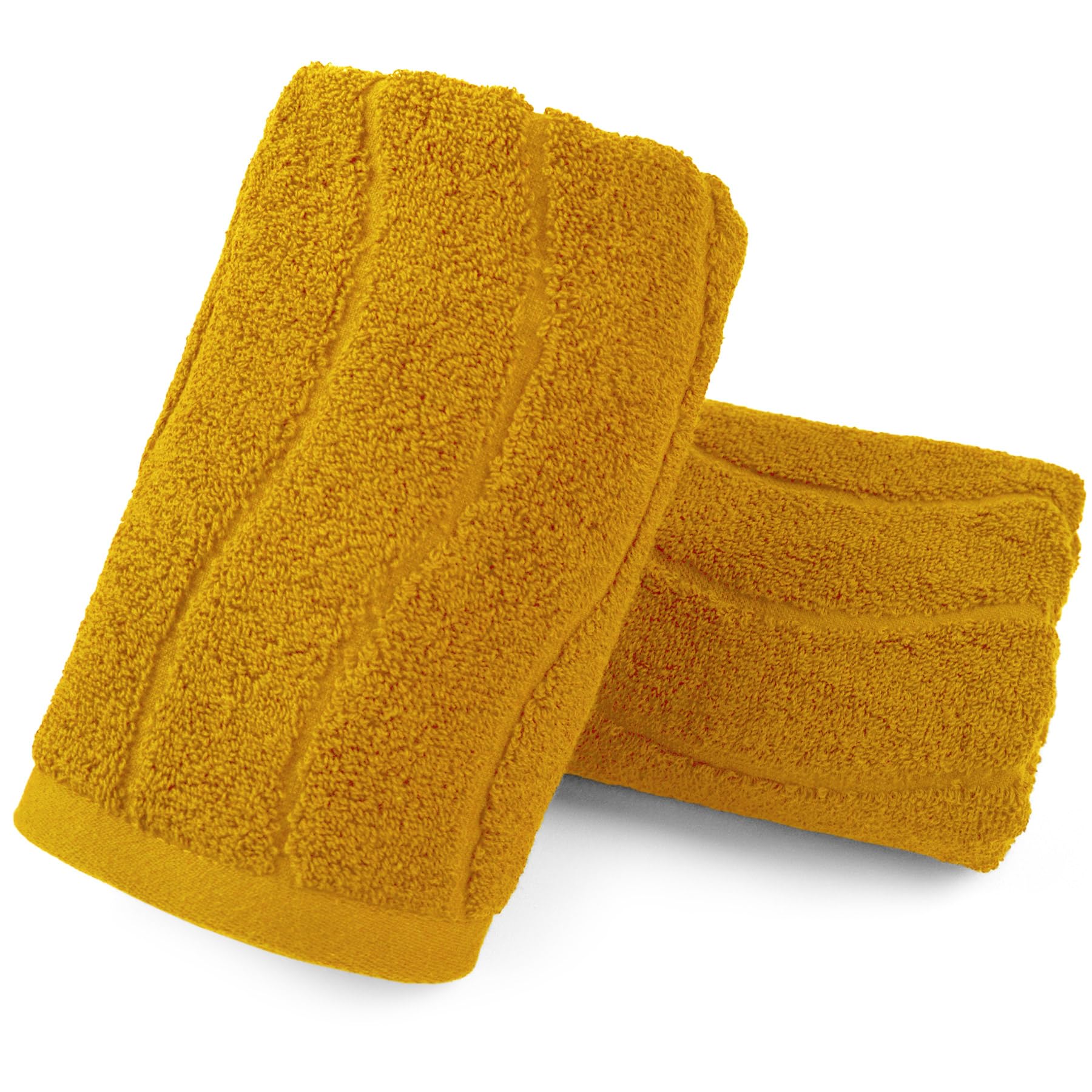 Jacquotha Wavy Striped Cotton Hand Towels, Set of 2, Dry Your Hand Instantly, 13x29 Inches, Mustard Fall Kitchen Bathroom Towel — image 1